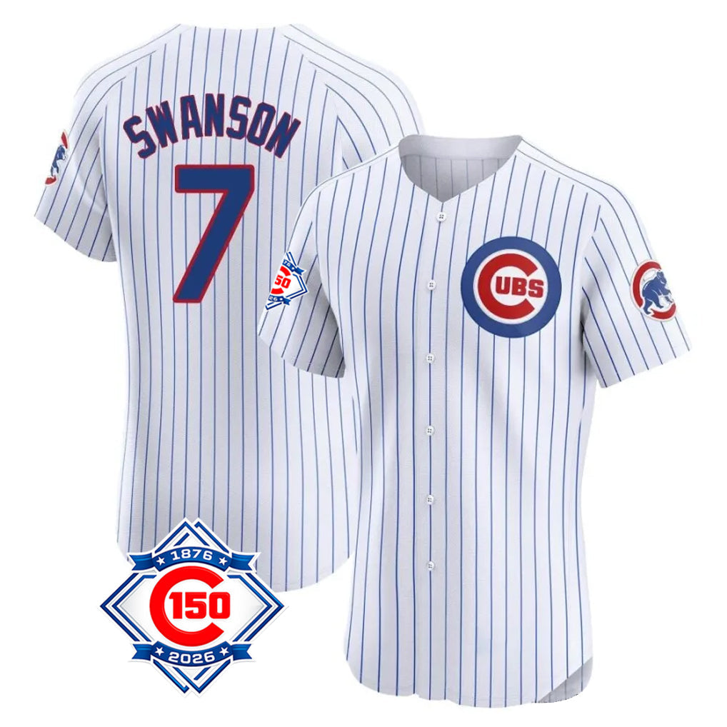 Kooe C.Cubs #7 Dansby Swanson Player White Limited Elite Home Game Stitched Jerseys