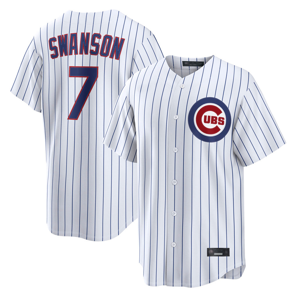 Kooe C.Cubs #7 Dansby Swanson Player White Game Home Stitched Jerseys