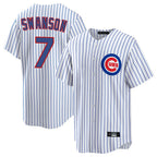 Kooe C.Cubs #7 Dansby Swanson Player White Home Game Stitched Jerseys