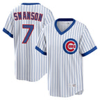 Kooe C.Cubs #7 Dansby Swanson Player White T-shirt Cooperstown Collection Limited Stitched Jerseys