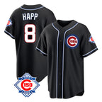 Kooe C.Cubs #8 Ian Happ Player Black Fashion Out 150th Anniversary Game Stitched Jerseys
