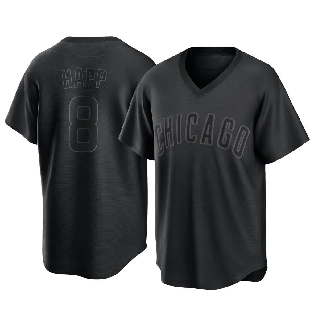 Kooe C.Cubs #8 Ian Happ Player Black T-shirt Home Game Stitched Jerseys
