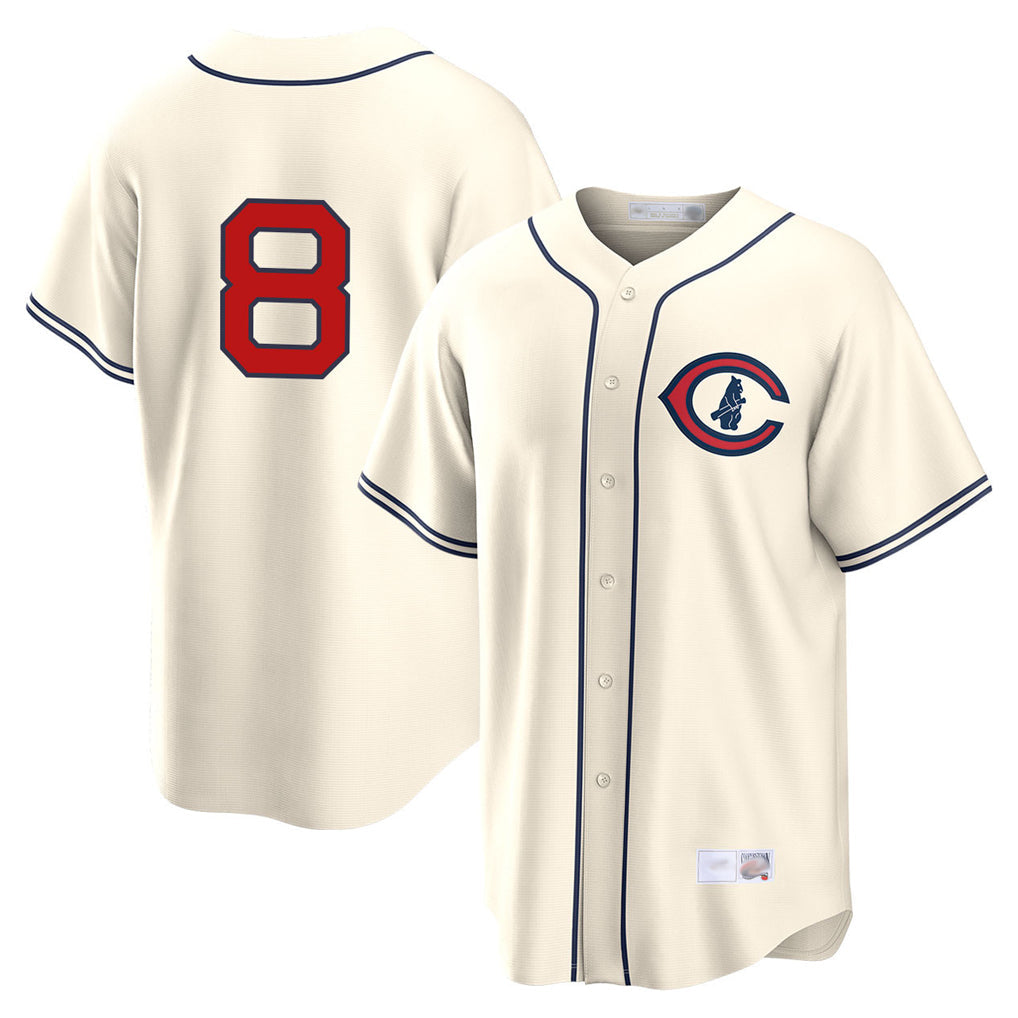 Kooe C.Cubs #8 Ian Happ Player Cream Field of Dreams Home Game Stitched Jerseys