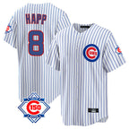 Kooe C.Cubs #8 Ian Happ Player White 150th Anniversary Home Game Stitched Jerseys