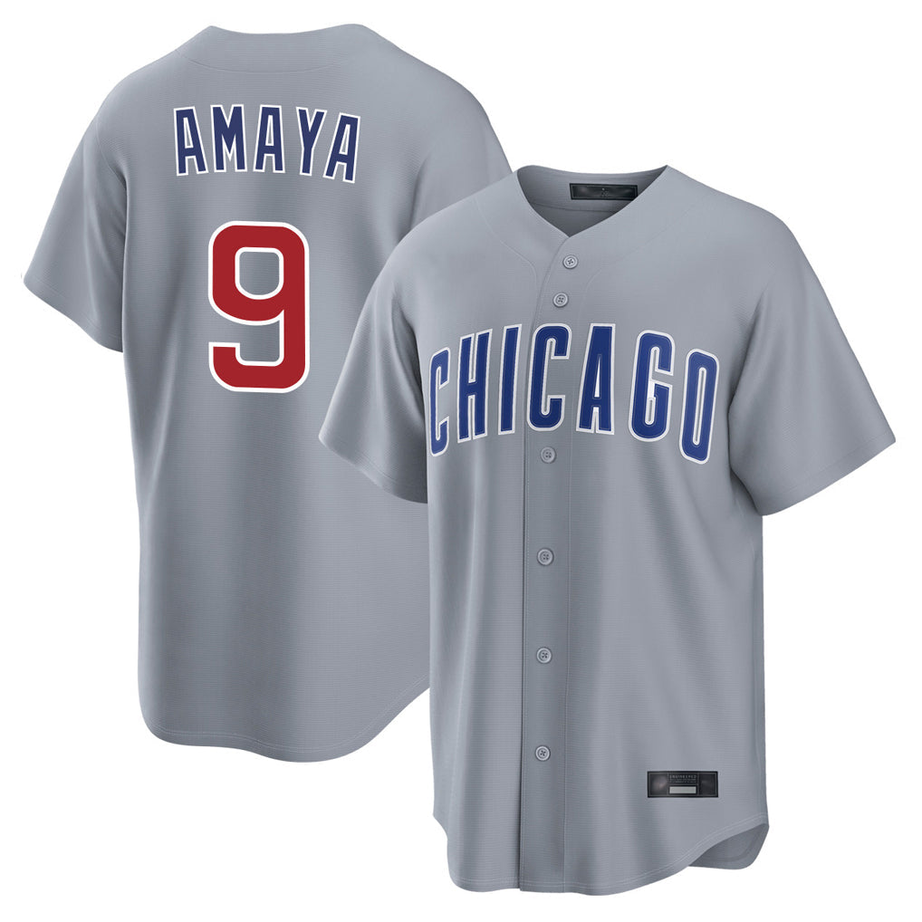 Kooe C.Cubs #9 Miguel Amaya Player Gray Home Game Stitched Jerseys