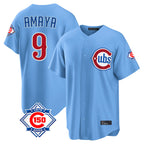 Kooe C.Cubs #9 Miguel Amaya Player Light Blue 150th Anniversary Home Game Stitched Jerseys