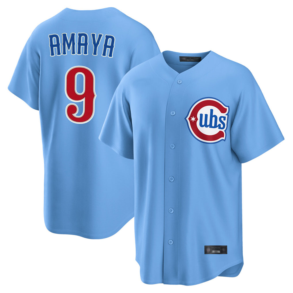 Kooe C.Cubs #9 Miguel Amaya Player Light Blue Home Game Stitched Jerseys