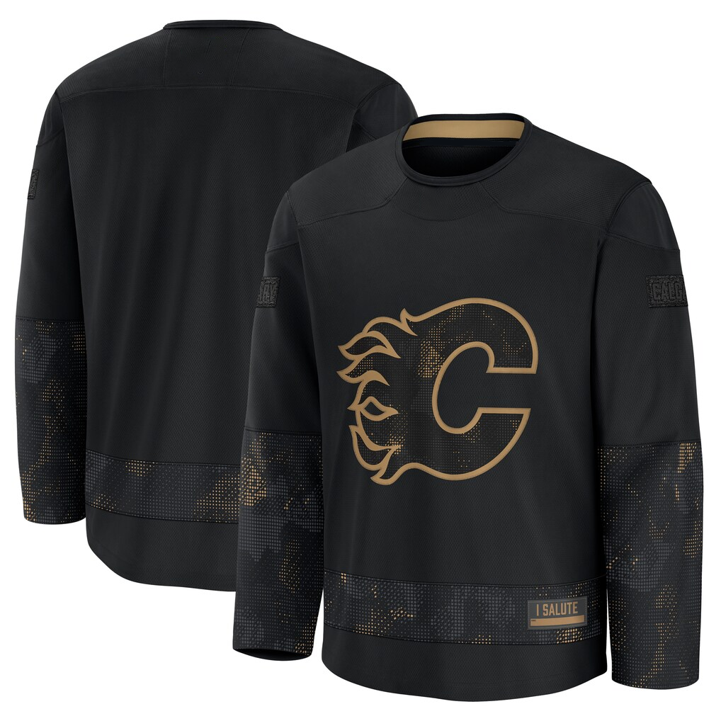 Kooe C.Flames Black 2024 Military Appreciation Practice Jerseys