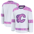 Kooe C.Flames White 2024 Hockey Fights Cancer Practice Jerseys