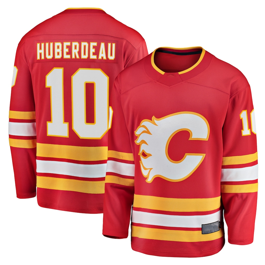 Kooe C.Flames #10 Jonathan Huberdeau Red Home Premium Jerseys