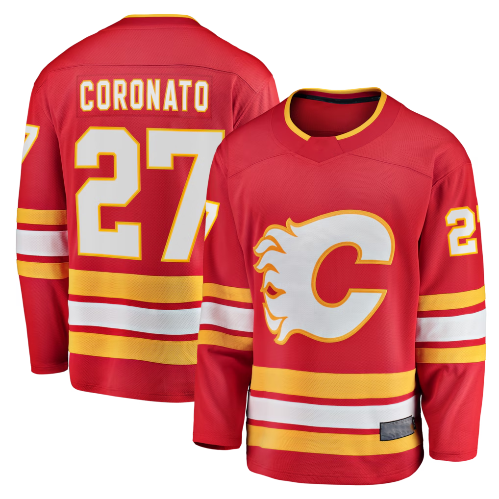 Kooe C.Flames #27 Matt Coronato Red Home Breakaway Jerseys
