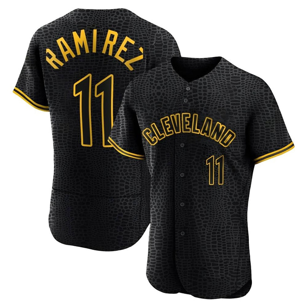 Kooe C.Guardians #11 Jose Ramirez Player Black Snake Skin City Limited Elite Home Stitched Jerseys