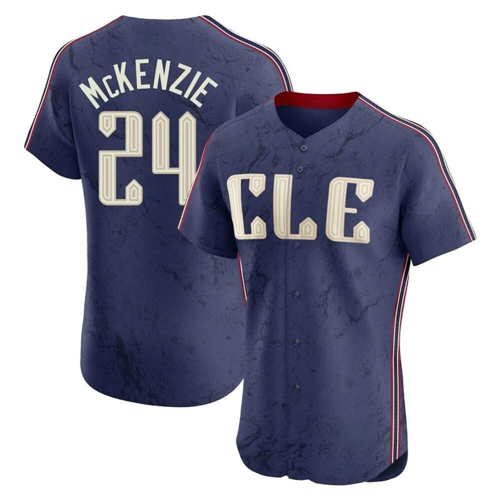 Kooe C.Guardians #24 Triston McKenzie Player Navy City Connect Limited Elite Home Stitched Jerseys