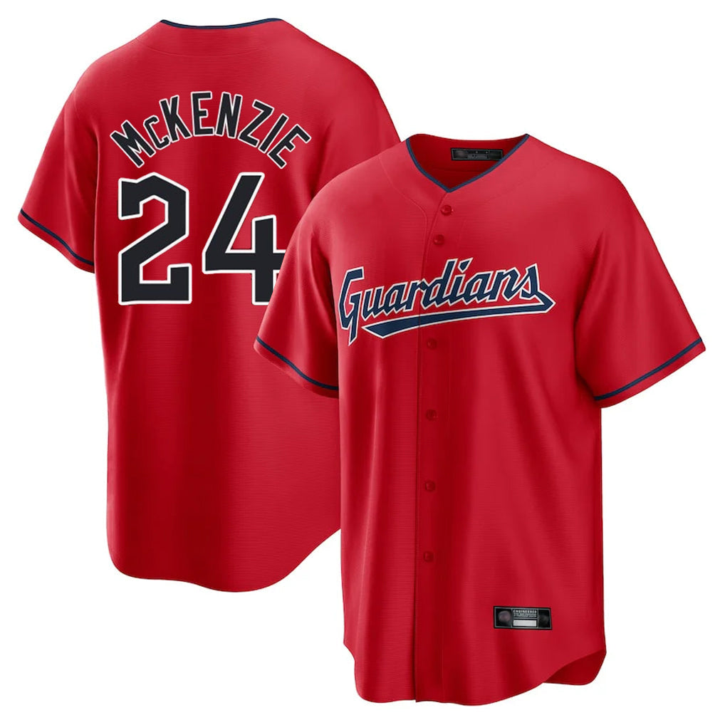 Kooe C.Guardians #24 Triston McKenzie Player Red Home Game Stitched Jerseys