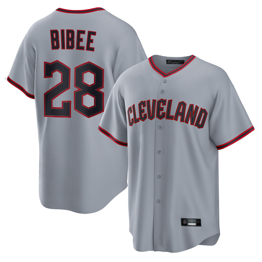 Kooe C.Guardians #28 Tanner Bibee Player Gray Home Game Stitched Jerseys