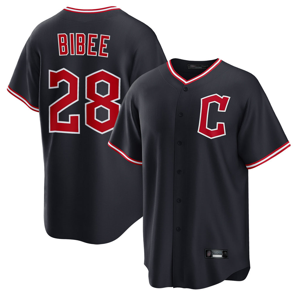 Kooe C.Guardians #28 Tanner Bibee Player Navy Home Game Stitched Jerseys