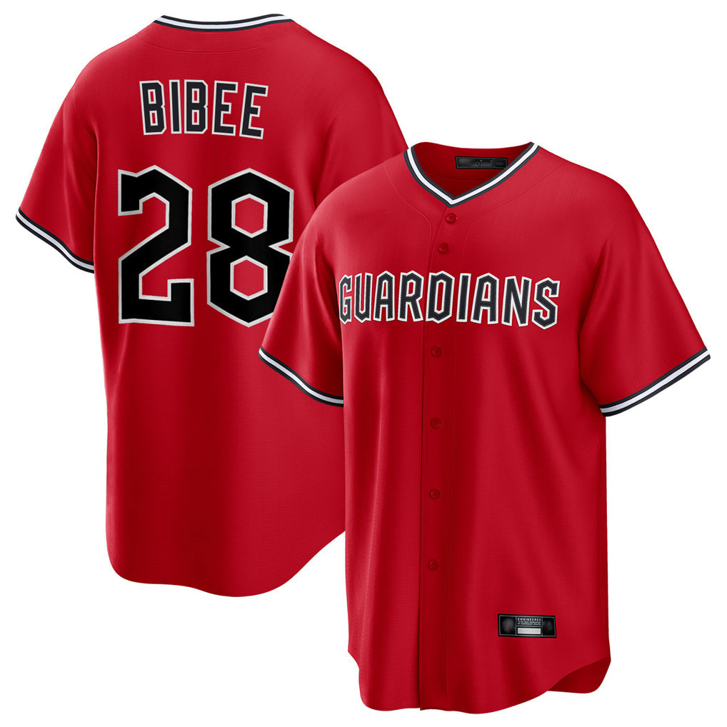 Kooe C.Guardians #28 Tanner Bibee Player Red Home Game Stitched Jerseys