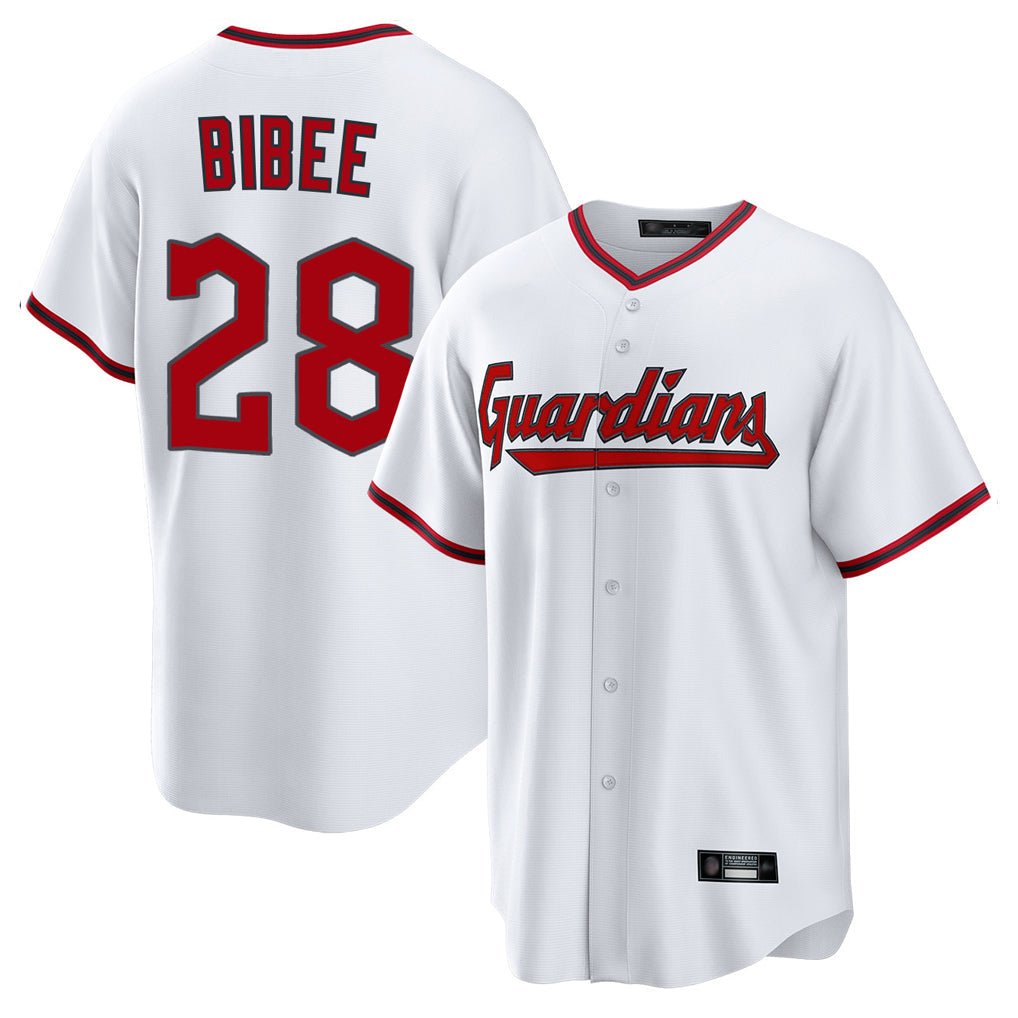 Kooe C.Guardians #28 Tanner Bibee Player White Game Home Stitched Jerseys