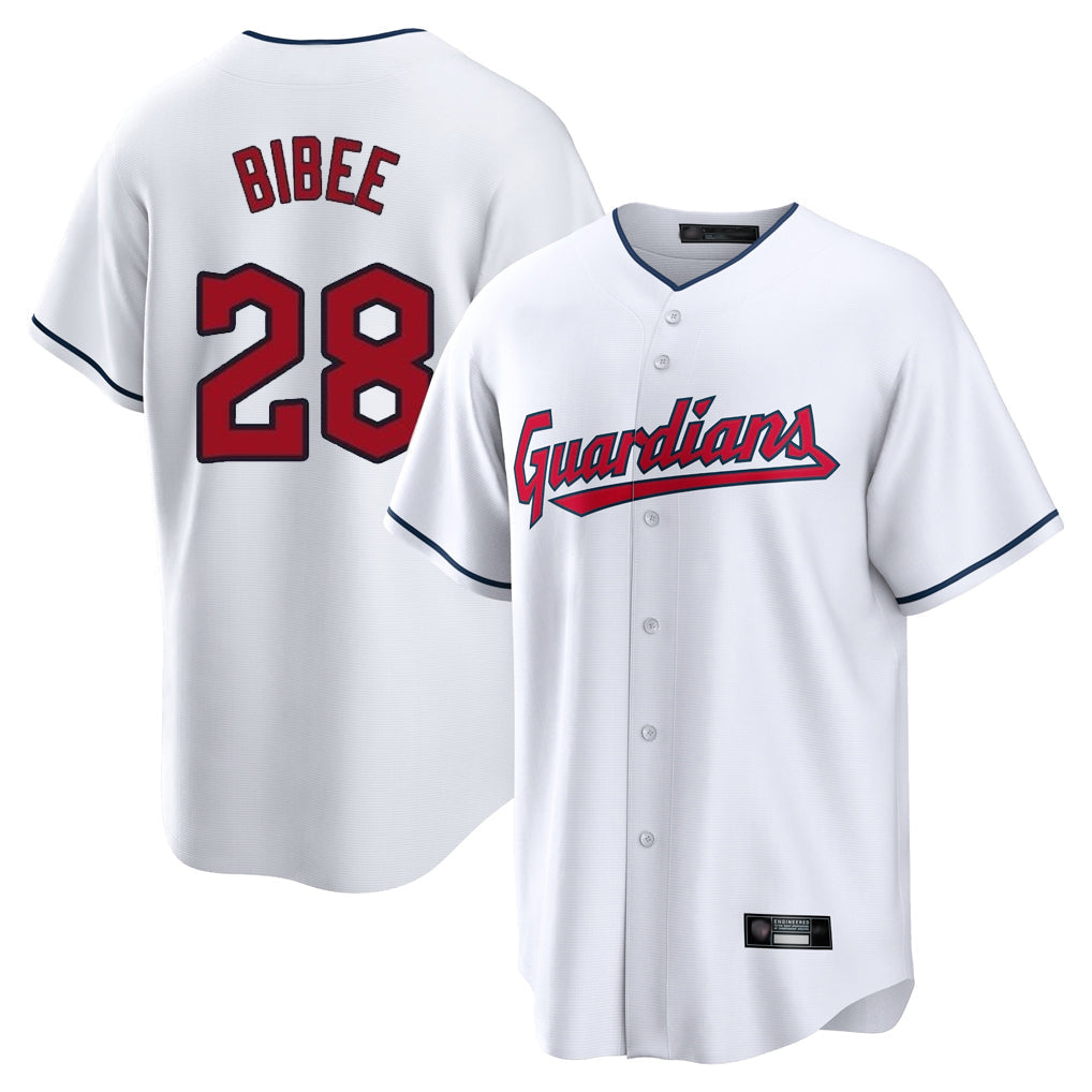 Kooe C.Guardians #28 Tanner Bibee Player White Home Game Stitched Jerseys