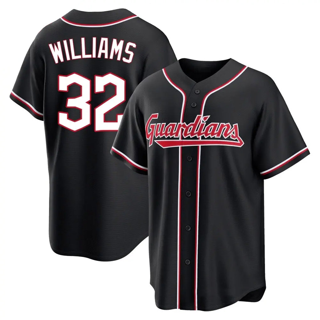 Kooe C.Guardians #32 Gavin Williams Player Black Fashion Out Home Game Stitched Jerseys