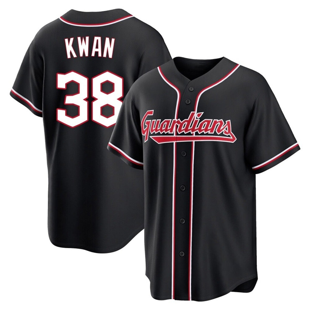Kooe C.Guardians #38 Steven Kwan Player Black Fashion Out Home Game Stitched Jerseys