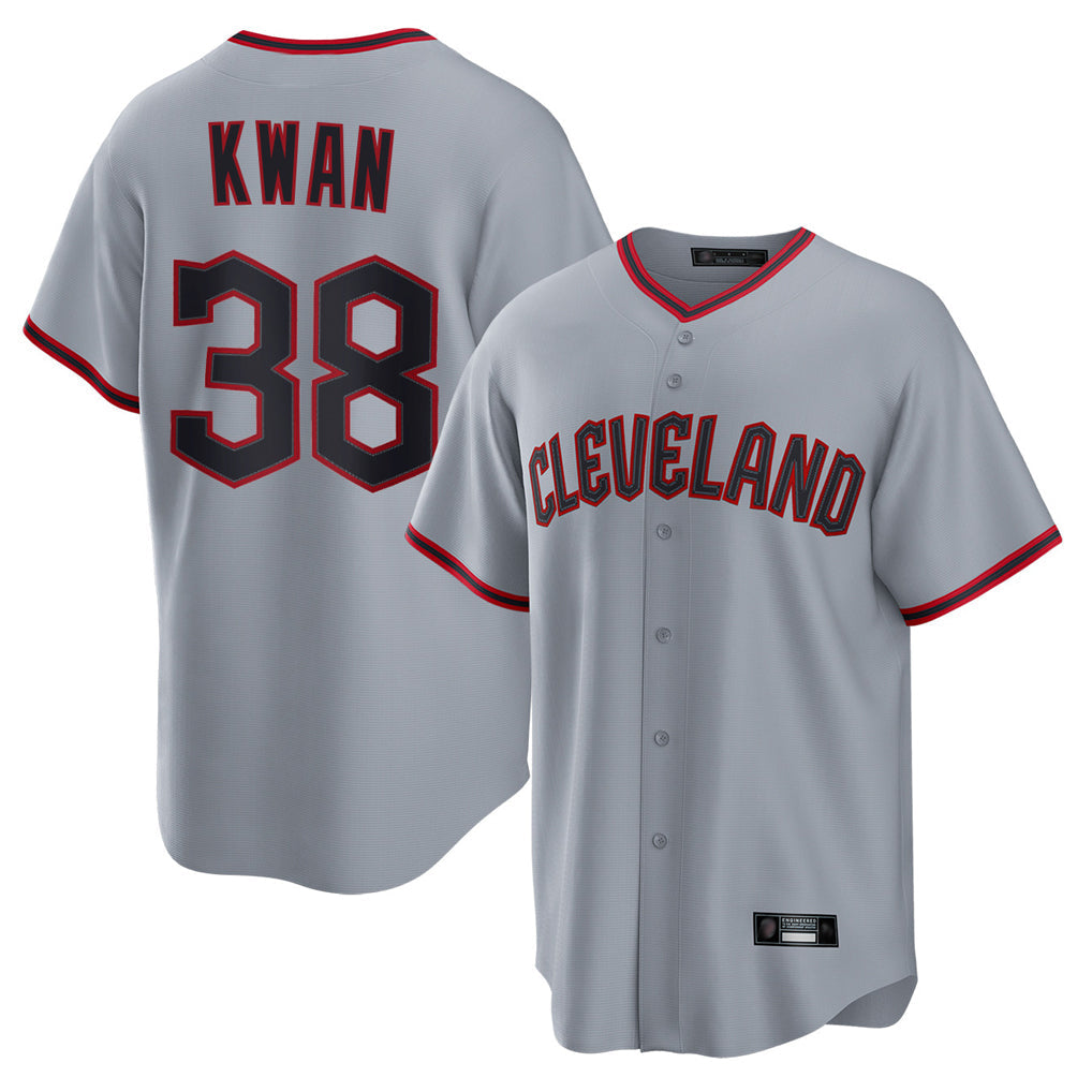 Kooe C.Guardians #38 Steven Kwan Player Gray Home Game Stitched Jerseys