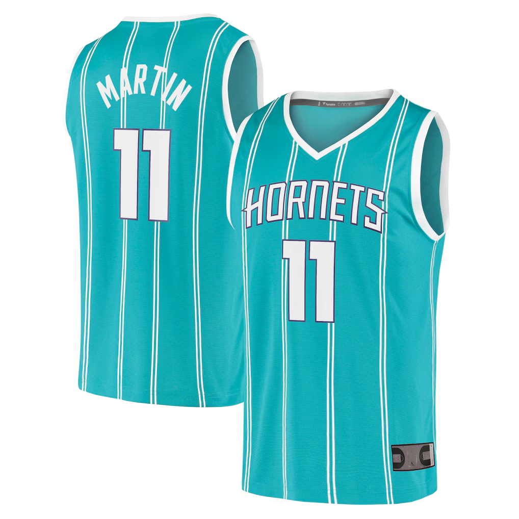 Kooe C.Hornets #11 Cody Martin  Teal Fast Break Replica Jerseys - Icon Edition
