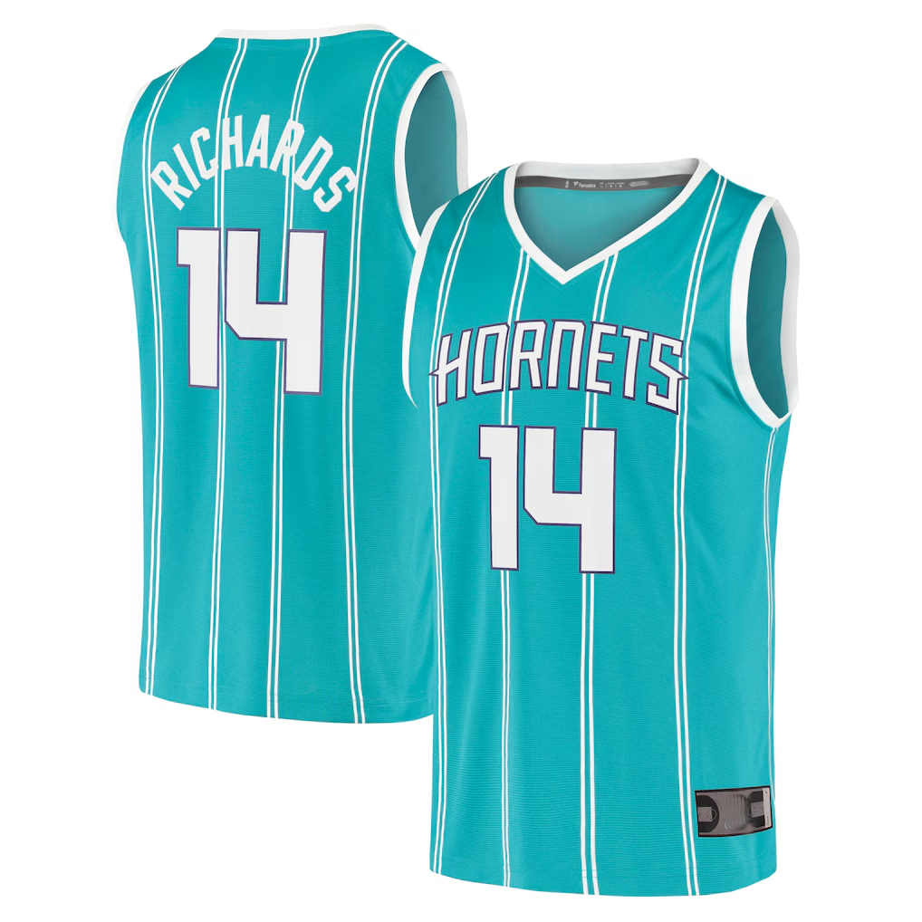 Kooe C.Hornets #14 Nick Richards  Teal Fast Break Replica Jerseys - Icon Edition