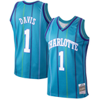 Kooe C.Hornets #1 Baron Davis Mitchell & Ness Teal 199900 Hardwood Classics Swingman Jerseys