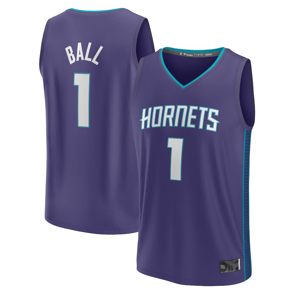Kooe C.Hornets #1 LaMelo Ball  Purple Fast Break Replica Player Jerseys - Statement Edition