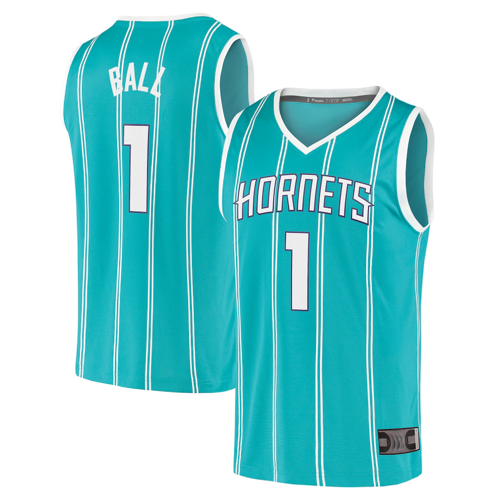 Kooe C.Hornets #1 LaMelo Ball  Teal Fast Break Replica Jerseys - Icon Edition