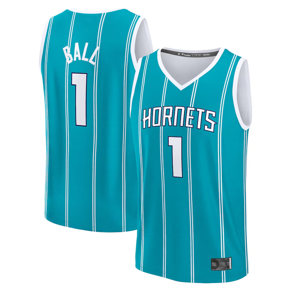 Kooe C.Hornets #1 LaMelo Ball  Teal Fast Break Replica Player Jerseys - Icon Edition