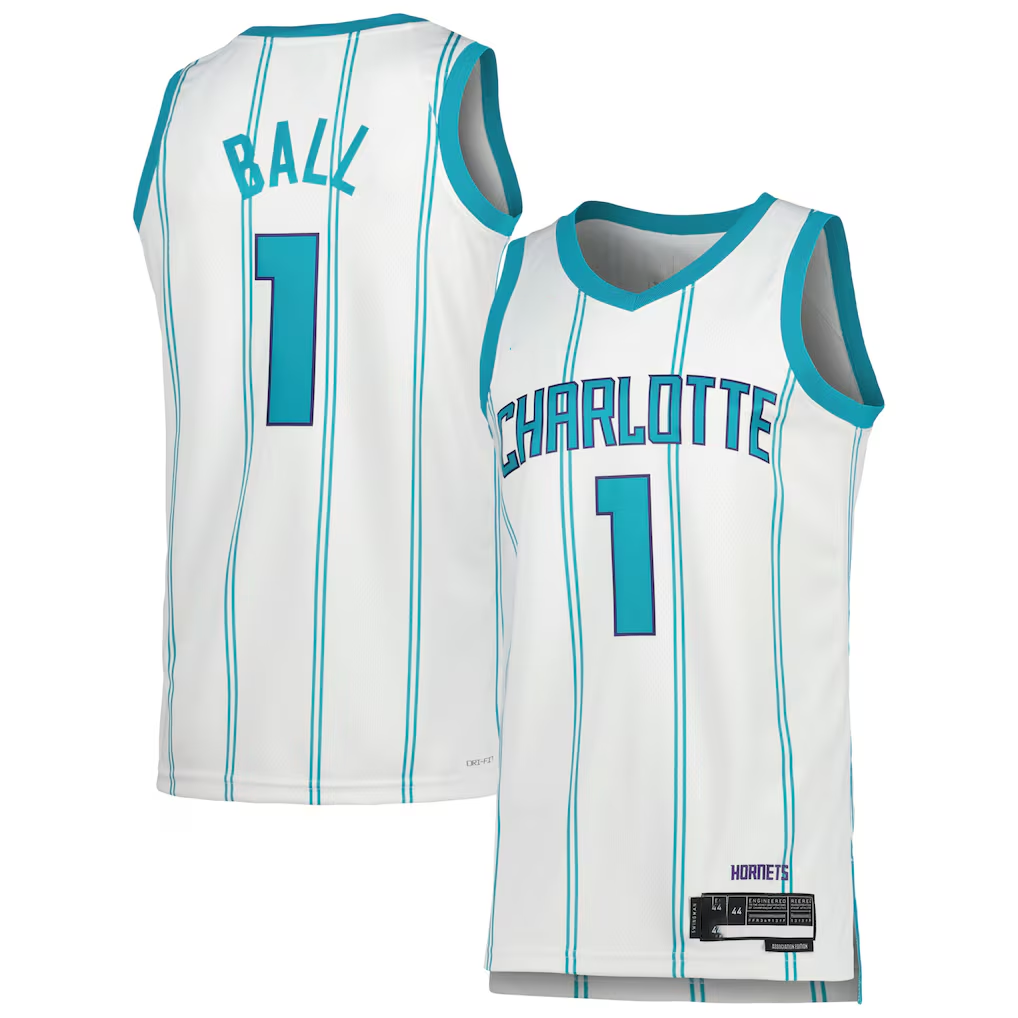 Kooe C.Hornets #1 LaMelo Ball  White Swingman Jerseys - Association Edition