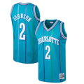 Kooe C.Hornets #2 Larry Johnson Mitchell & Ness Teal 199293 Hardwood Classics Swingman Jerseys