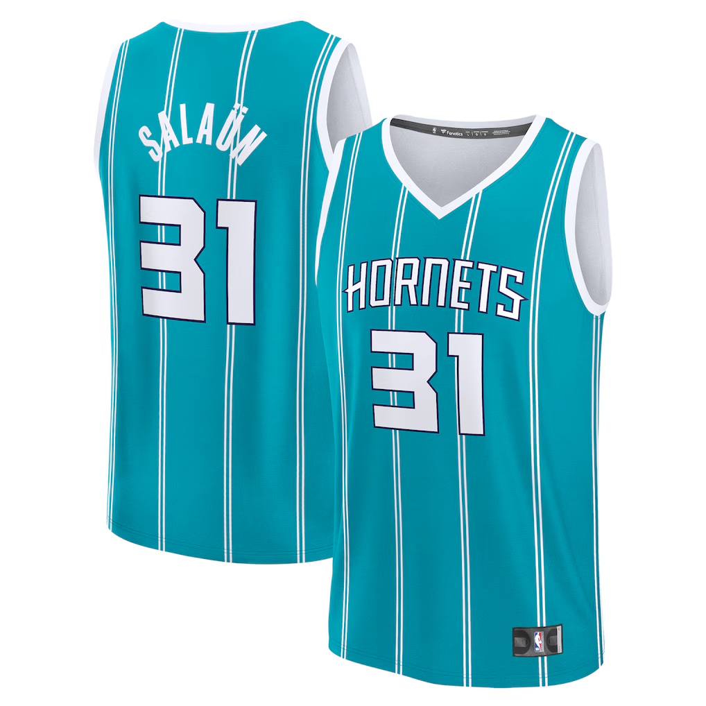Kooe C.Hornets #31 Tidjane Salaun  Teal 2024  Draft Fast Break Player Jerseys - Icon Edition
