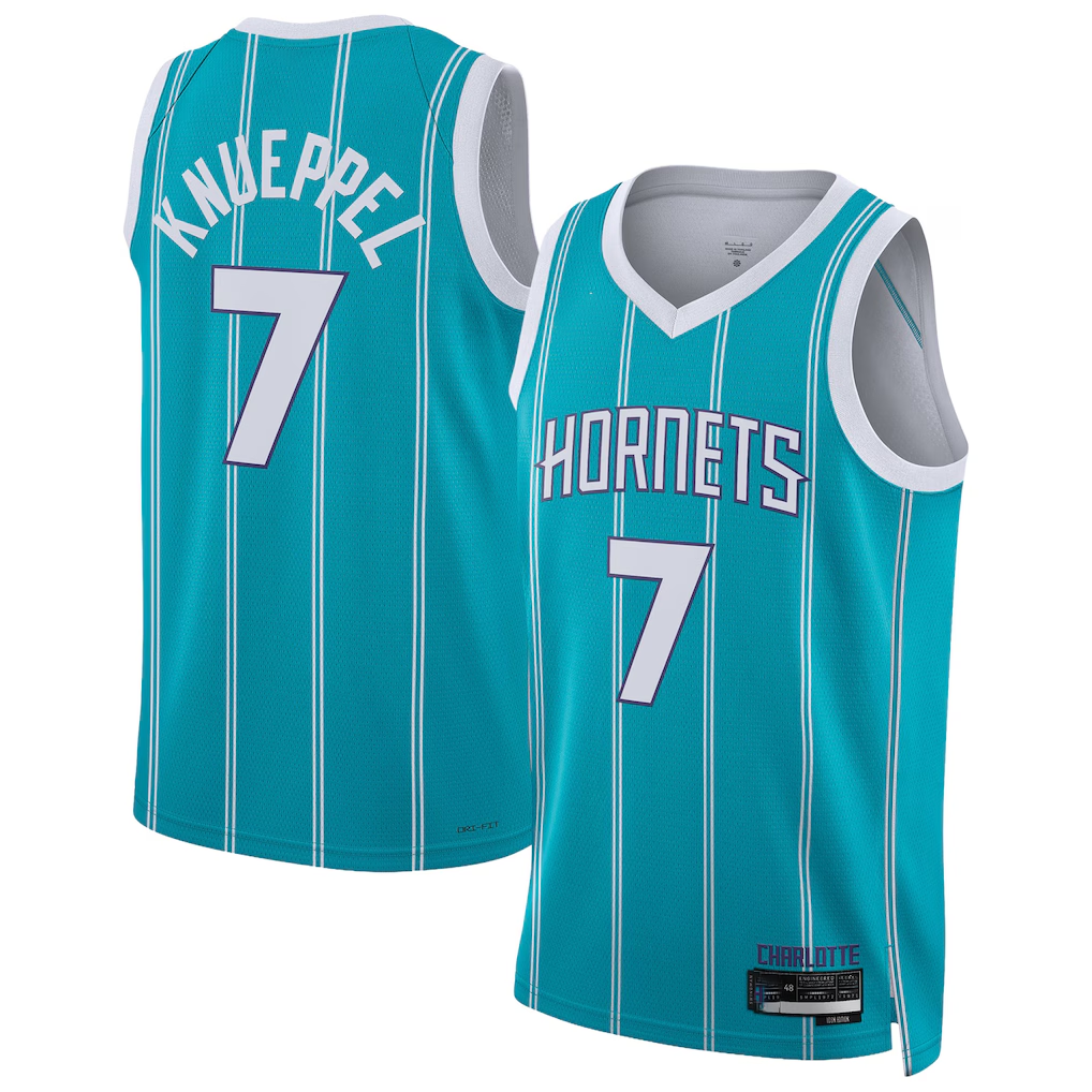 Kooe C.Hornets #7 Kon Knueppel  Teal Swingman Jerseys - Icon Edition