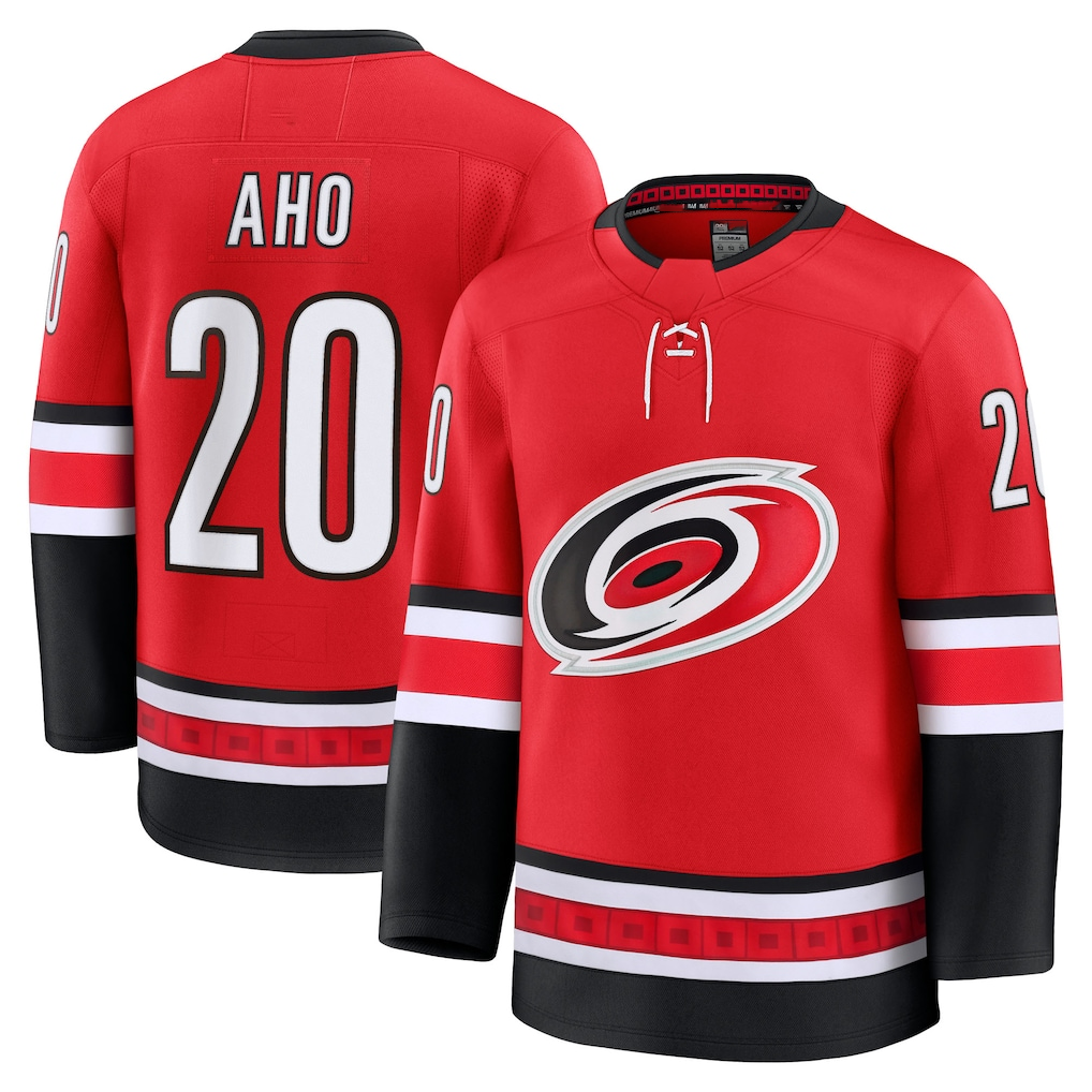 Kooe C.Hurricanes #20 Sebastian Aho Red Alternate Premium Stitched Jerseys