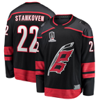 Kooe C.Hurricanes #22 Logan Stankoven Black 2026 Stanley Cup Champions Home Breakaway Stitched Jerseys