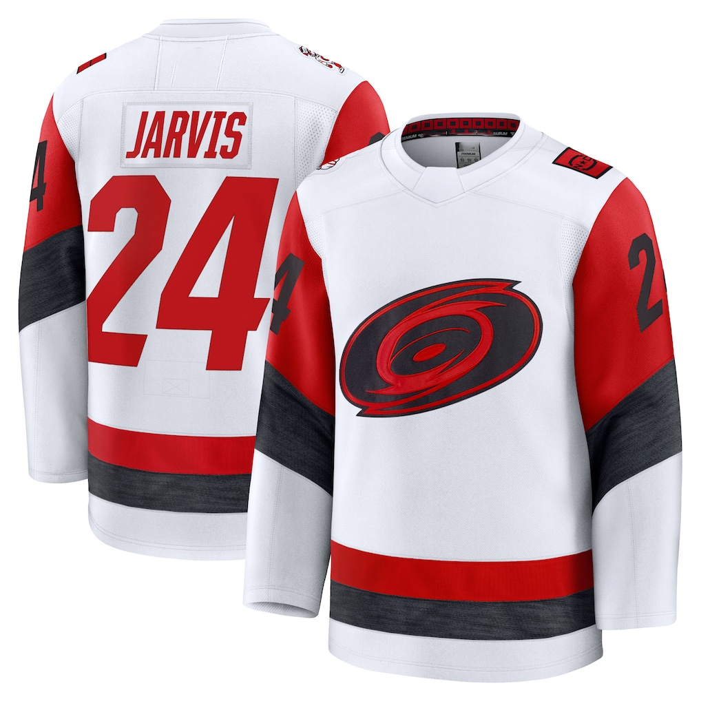 Kooe C.Hurricanes #24 Seth Jarvis White Away Premium Stitched Jerseys