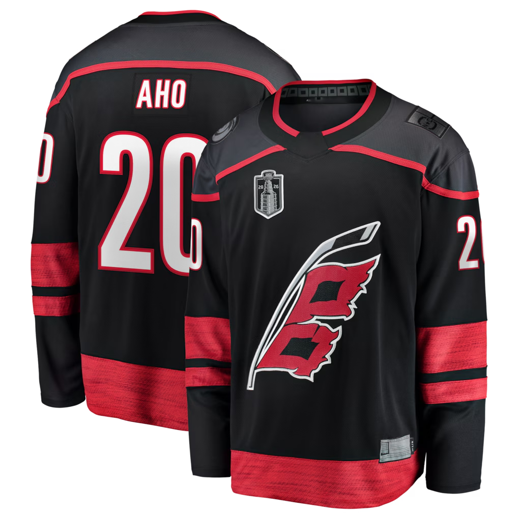 Kooe C.Hurricanes #26 Sebastian Aho Black 2026 Stanley Cup Final Home Breakaway Stitched Jerseys