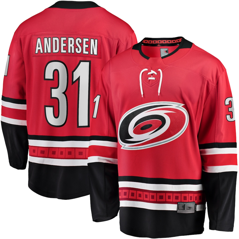 Kooe C.Hurricanes #31 Frederik Andersen Red Alternate Breakaway Player Stitched Jerseys