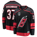 Kooe C.Hurricanes #37 Andrei Svechnikov Black 2026 Stanley Cup Final Home Breakaway Stitched Jerseys