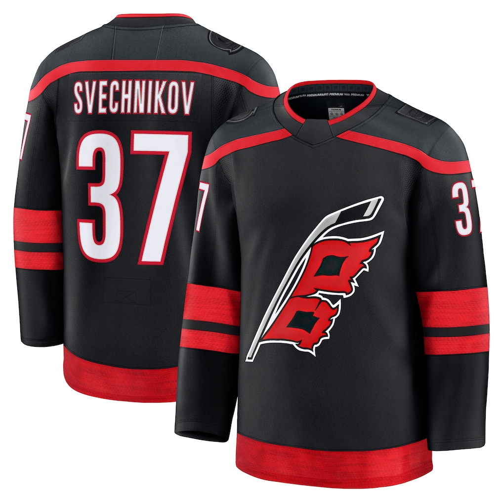 Kooe C.Hurricanes #37 Andrei Svechnikov Black Home Premium Stitched Jerseys