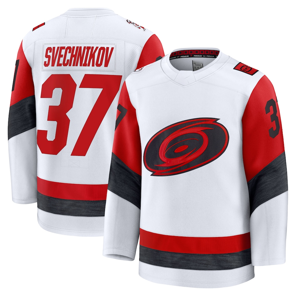 Kooe C.Hurricanes #37 Andrei Svechnikov White Away Premium Stitched Jerseys