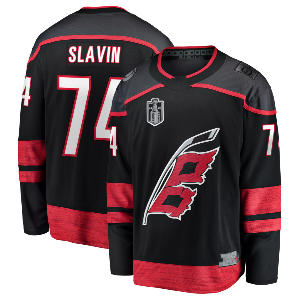 Kooe C.Hurricanes #74 Jaccob Slavin Black 2026 Stanley Cup Final Home Breakaway Stitched Jerseys