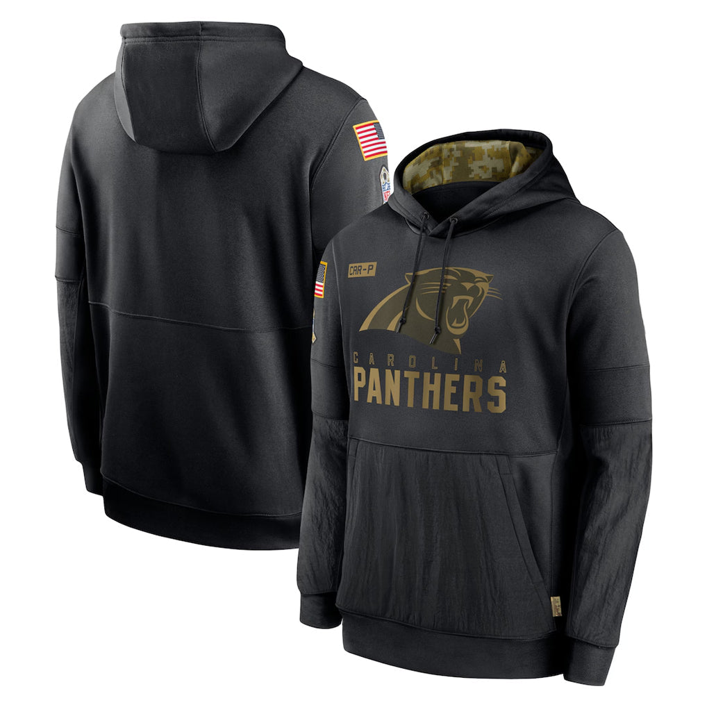 Kooe C.Panthers Black Salute to Service Pullover Hoodies Limited Game Blank Player Stitched Jerseys