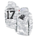 Kooe C.Panthers #17 Xavier Legette Player Arctic Camo Salute to Service Pullover Hoodies Limited Game Stitched Jerseys