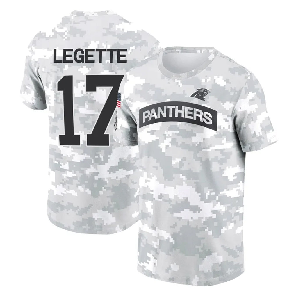 Kooe C.Panthers #17 Xavier Legette Player Arctic Camo Salute to Service T-Shirt Hoodies Stitched Jerseys