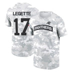 Kooe C.Panthers #17 Xavier Legette Player Arctic Camo Salute to Service T-Shirt Hoodies Stitched Jerseys