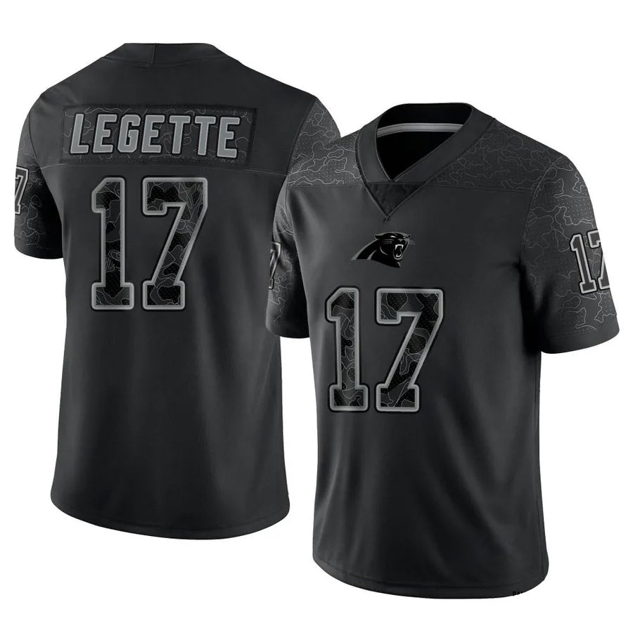 Kooe C.Panthers #17 Xavier Legette Player Black REFLECTIVE Limited Stitched Jerseys